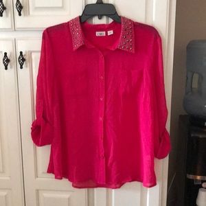 Hot Pink sheer and studded blouse